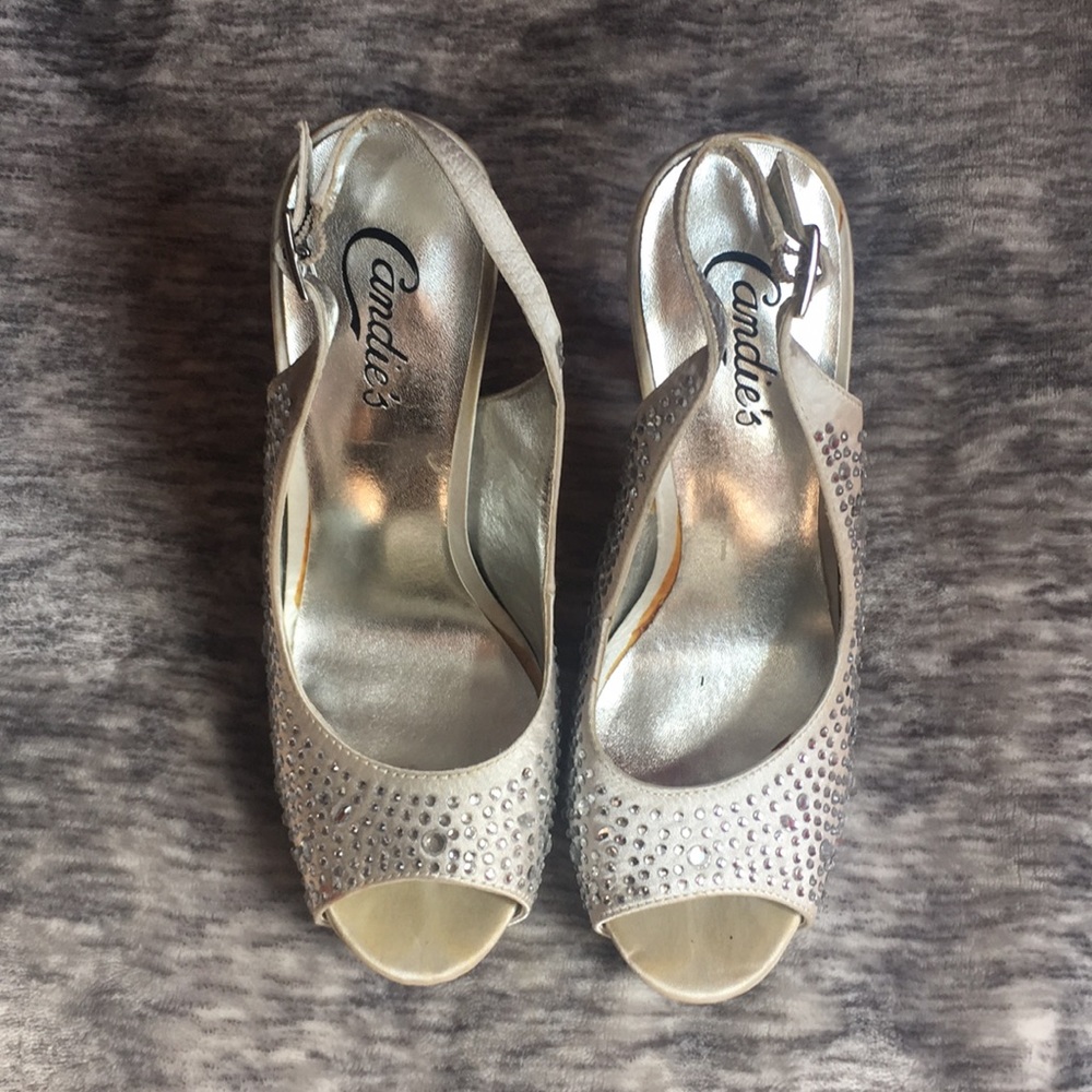Candie’s Silver and Sparkly Stilettos